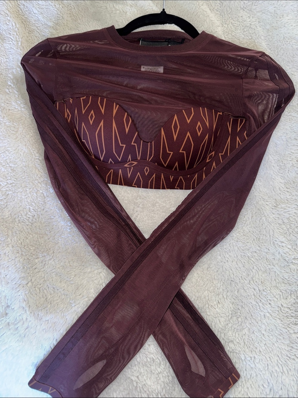Adidas x Ivy Park Halls of Ivy Mesh Long Sleeve Crop Top Brown Oxblood S SoldOut